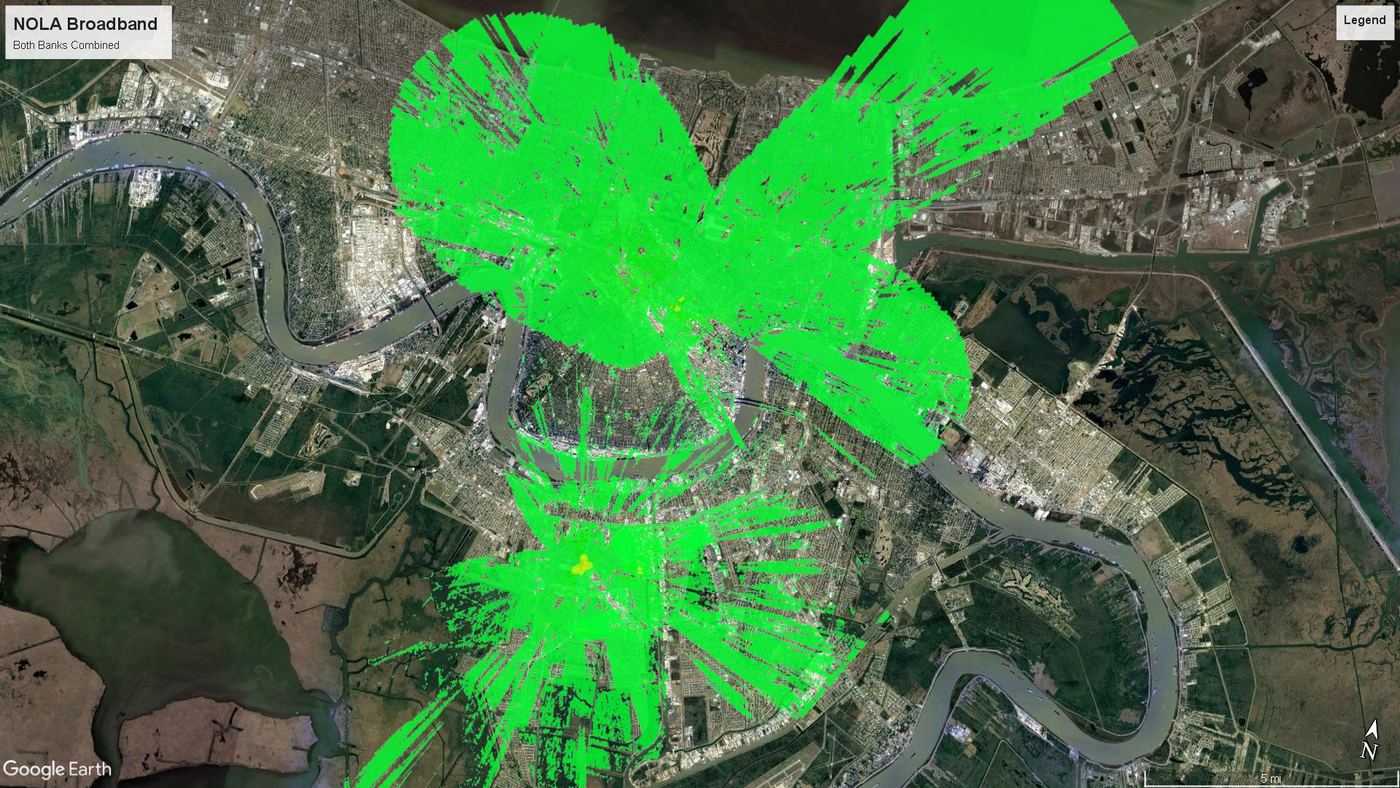 NOLA Broadband coverage and service area map backdrop